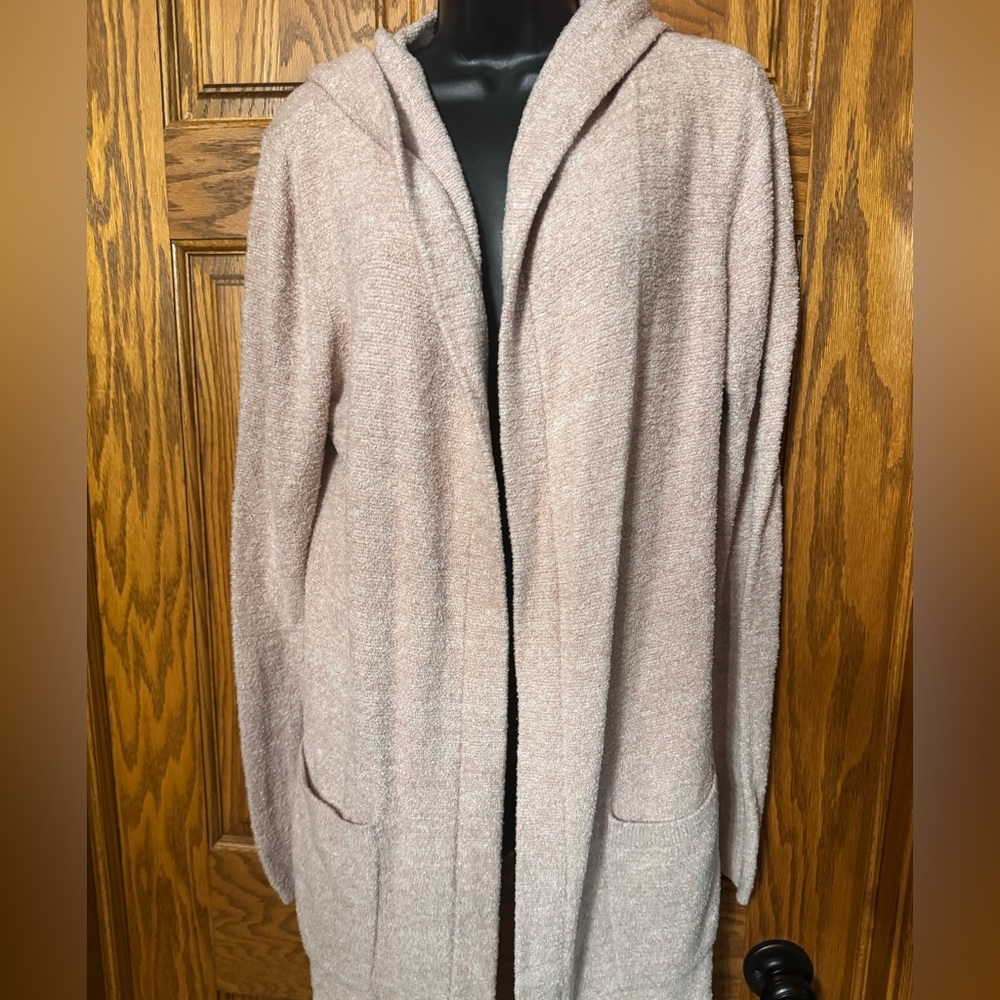 Barefoot Dreams Cozy Hooded Cardigan in Soft Beige